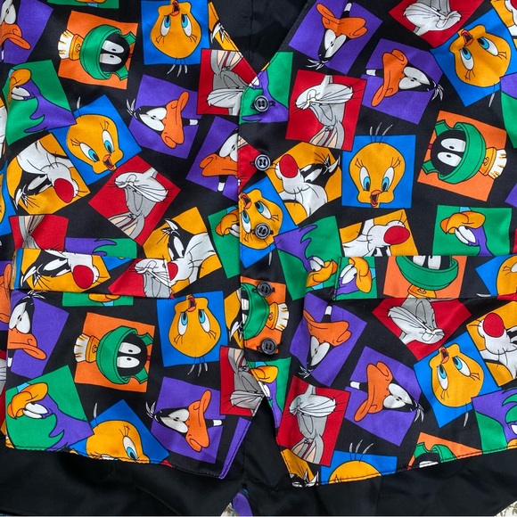 Vintage 1994 Looney Tunes Silk Waistcoat Vest - Picture 9 of 10